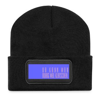 Da kann man ruhig mal klatschen - Recycelte Patch Beanie - Schwarz - Vorne