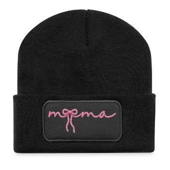 Mama Schleife - Recycelte Patch Beanie - Schwarz - Vorne