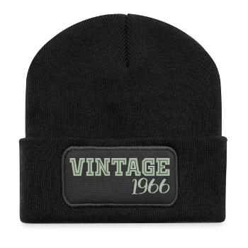 60 Years 1966 Vintage Retro Birthday Gift - Recycled Patch Beanie - black - Front
