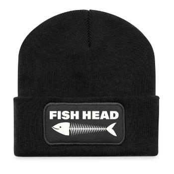 FISH HEAD - Recycelte Patch Beanie - Schwarz - Vorne