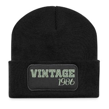 40 Jahre 1986 Vintage Retro Geburtstagsgeschenk - Recycelte Patch Beanie - Schwarz - Vorne
