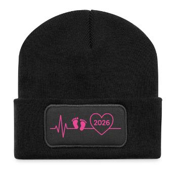 Bébé 2026 annonce de bébé future maman   - Beanie recyclé à patch - noir - Devant