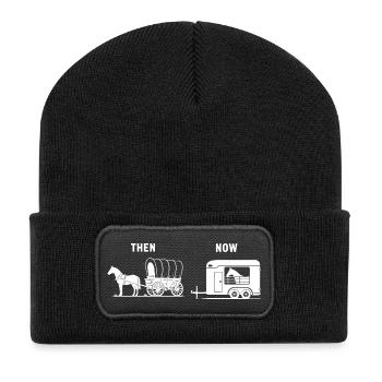 Funny Horse Carriage Meme Riding Farm - Recycled Patch Beanie - black - Front