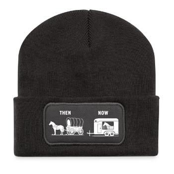 Funny Horse Carriage Meme Riding Farm - Recycled Patch Beanie - dark grey - Front
