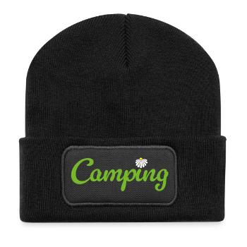 Camping Flower Camper Quotes Hobby Summer Van Life - Recycled Patch Beanie - black - Front
