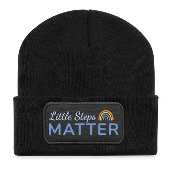 Little Steps Matter Regenbogen blau - Recycelte Patch Beanie - Schwarz - Vorne
