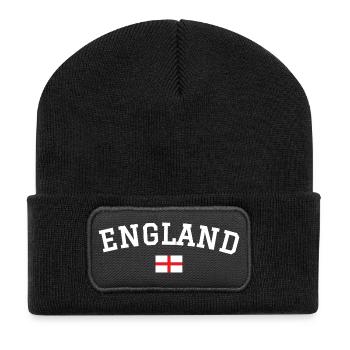 England Flagge Design Weiss - Recycelte Patch Beanie - Schwarz - Vorne