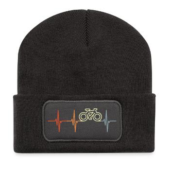 Vintage Radfahrer Herzschlag - Recycelte Patch Beanie - Dunkelgrau - Vorne
