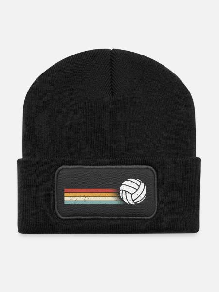 Volleyball Spieler Retro Volleyballer Volley - Recycelte Patch Beanie - Schwarz