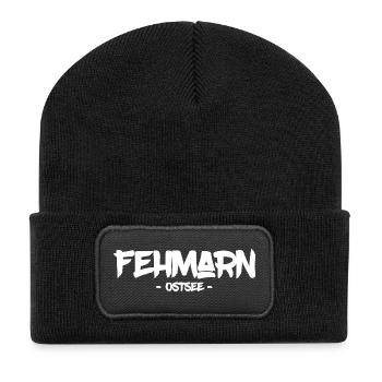 Fehmarn - Ostsee - Insel - Strand - Sommer - Sonne - Recycelte Patch Beanie - Schwarz - Vorne