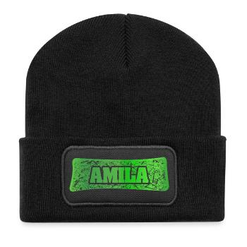 Frau Amila - Recycelte Patch Beanie - Schwarz - Vorne