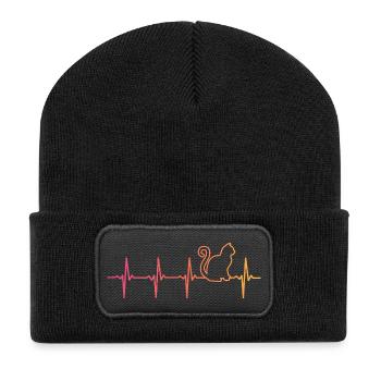 Sunset chat battement de coeur chats - Beanie recyclé à patch - noir - Devant