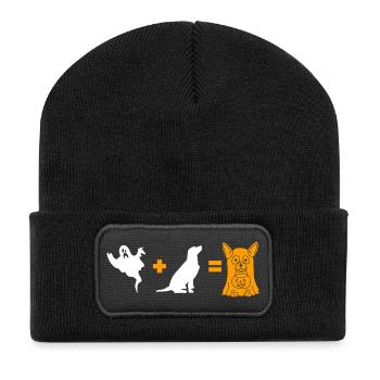 Funny Halloween Dog Ghost - Halloween Dog - Recycelte Patch Beanie - Schwarz - Vorne