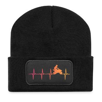 Quad Sunset Heartbeat ATV Quad Rider - Recycelte Patch Beanie - Schwarz - Vorne