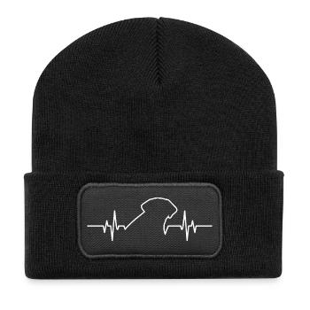 Labrador Retriever Herzschlag-Hundeliebhaber-Geschenk - Recycelte Patch Beanie - Schwarz - Vorne
