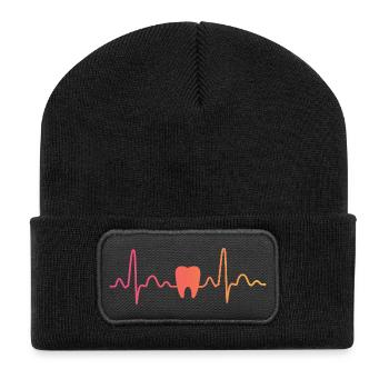 Zahnarzt Sunset Zahnarzt Herzschlag - Recycelte Patch Beanie - Schwarz - Vorne