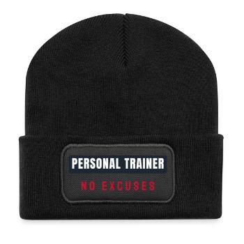 Personal Trainer - Balk Text Design for Groups - Recycelte Patch Beanie - Schwarz - Vorne