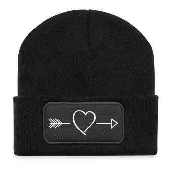 Heart Arrow Line Art - Recycled Patch Beanie - black - Front