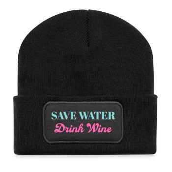 Save Water Drink Wine - Recycelte Patch Beanie - Schwarz - Vorne