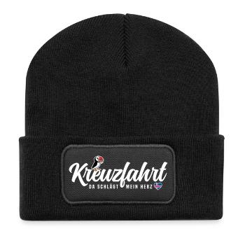 Island Kreuzfahrt - Recycelte Patch Beanie - Schwarz - Vorne