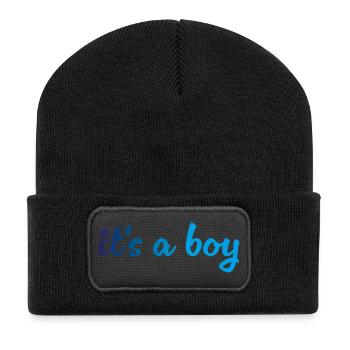 Its a Boy Gradient Blau - Recycelte Patch Beanie - Schwarz - Vorne