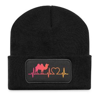 kamel herzschlag - Recycelte Patch Beanie - Schwarz - Vorne