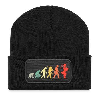 Retro Dudelsack Evolution Für Dudelsackspieler - Recycelte Patch Beanie - Schwarz - Vorne