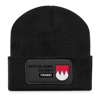 Gott sei Dank ich bin a Frank - Recycelte Patch Beanie - Schwarz - Vorne