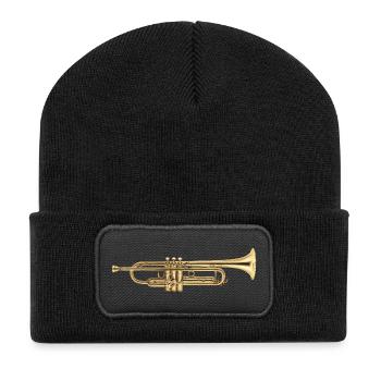 Trompete - Recycelte Patch Beanie - Schwarz - Vorne
