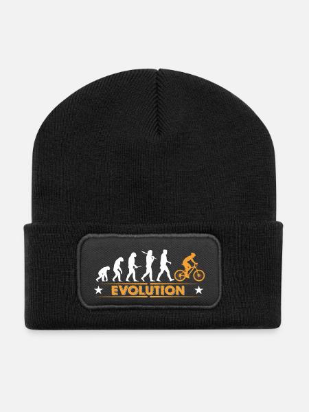 Mountainbike Evolution - orange/weiss - Recycelte Patch Beanie - Schwarz