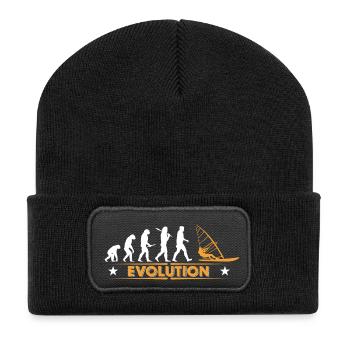 Windsurfen Evolution - orange/weiss - Recycelte Patch Beanie - Schwarz - Vorne