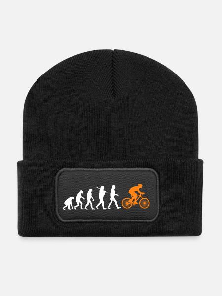 Evolution Fahrrad Bicycle Radsport Geschenk cool - Recycelte Patch Beanie - Schwarz