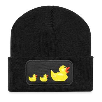 Pixel canards famille mère poussins enfant cadeau - Beanie recyclé à patch - noir - Devant