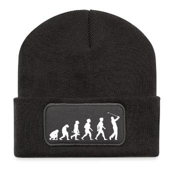 Evolution Golf Golfer Golfspieler Golfplatz - Recycelte Patch Beanie - Dunkelgrau - Vorne