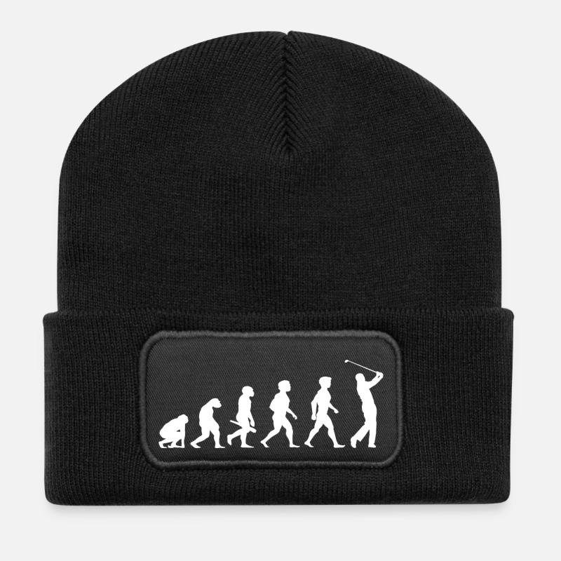 Evolution Golf Golfer Golfer Terrain de golf - Beanie recyclé à patch - noir