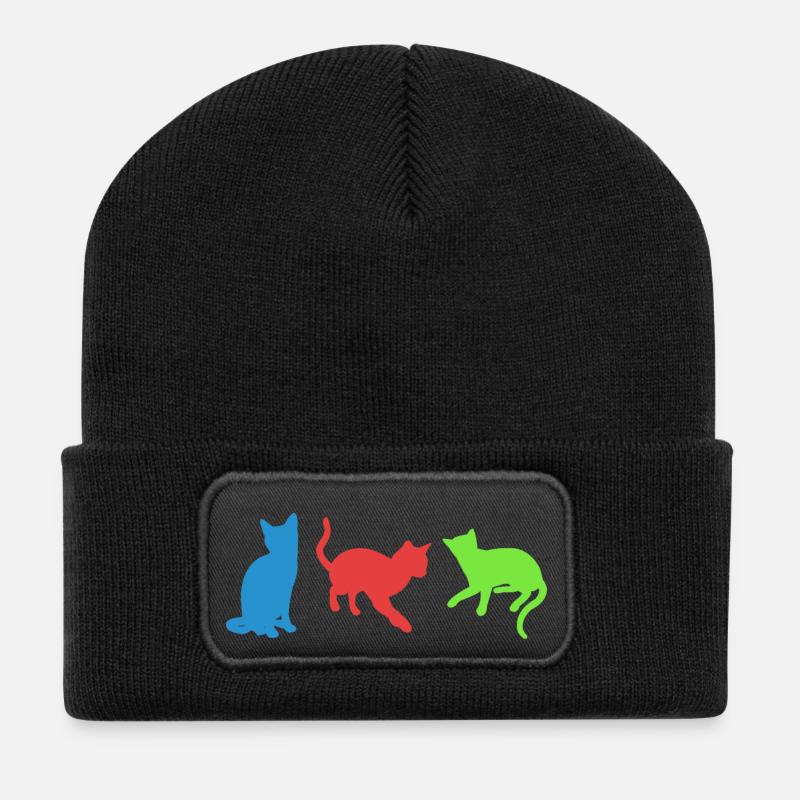 chats - Beanie recyclé à patch - noir