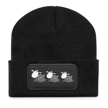 Trois moutons sont les meilleurs amis - moutons - agneau - Beanie recyclé à patch - noir - Devant