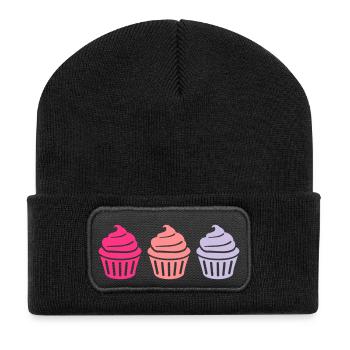Cupcake - Recycelte Patch Beanie - Schwarz - Vorne