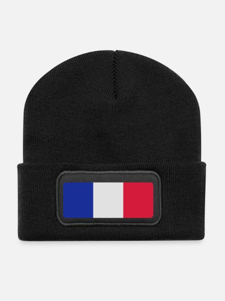 France Français Française French Frankreich - Beanie recyclé à patch - noir