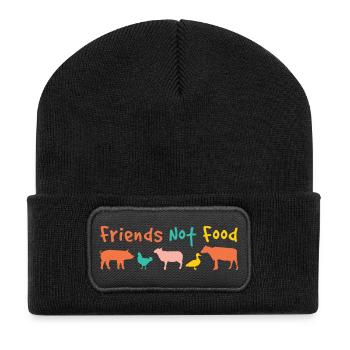 friends not food Vegan - Recycelte Patch Beanie - Schwarz - Vorne