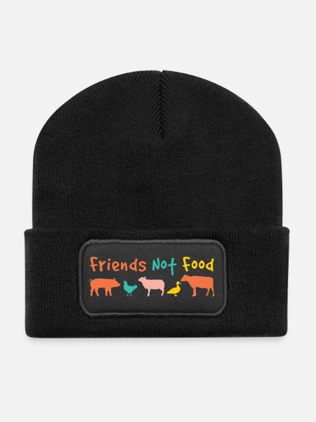 friends not food Vegan - Recycelte Patch Beanie - Schwarz