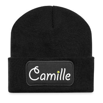 Camille - Beanie recyclé à patch - noir - Devant