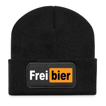 FREIBIER - Recycelte Patch Beanie - Schwarz - Vorne