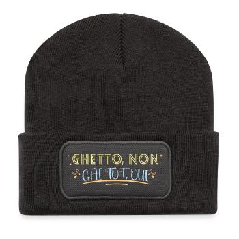 Ghetto. Gai tôt. Humour blague joyeux - Beanie recyclé à patch - charbon - Devant