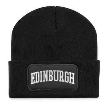 Edinburgh Varsity Bogen Schrift - Recycelte Patch Beanie - Schwarz - Vorne