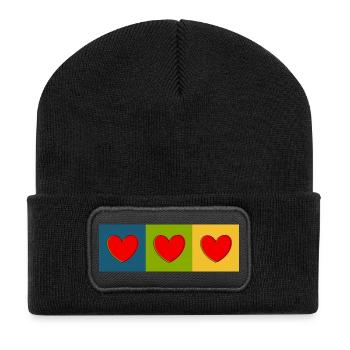 Cadeau pour la fête des mères : Idée de cadeau pour la fête des mères - Beanie recyclé à patch - noir - Devant