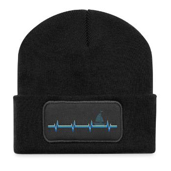 Segeln Segler Segelboot Katamaran Besitzer Skipper - Recycelte Patch Beanie - Schwarz - Vorne