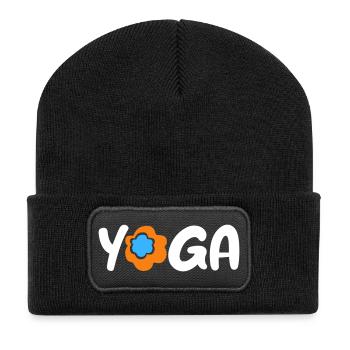 Fleur de Yoga Namaste om Fan Méditation Printemps - Beanie recyclé à patch - noir - Devant