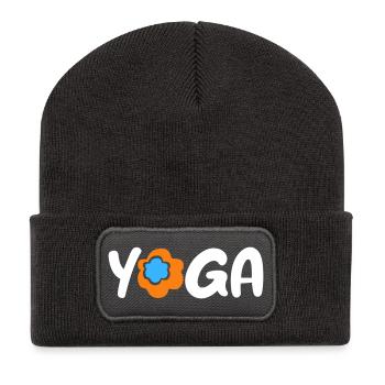 Fleur de Yoga Namaste om Fan Méditation Printemps - Beanie recyclé à patch - charbon - Devant