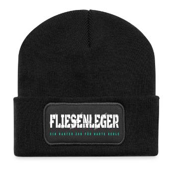 Fliesenleger Design - Recycelte Patch Beanie - Schwarz - Vorne